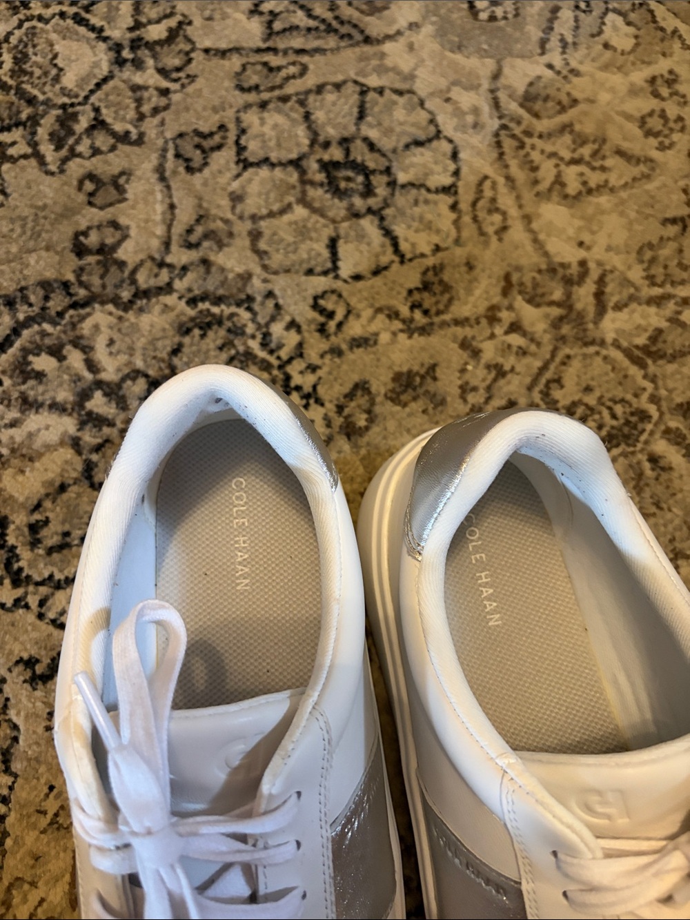 Cole Haan White Leather Sneakers with Silver Accent - Picture 9 of 9